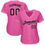 Personalized Pink Black-White Authentic Baseball Jersey Team Custom Name and Number