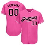 Personalized Pink Black-White Authentic Baseball Jersey Team Custom Name and Number