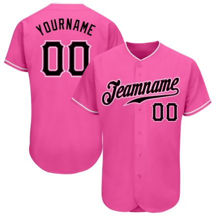 Personalized Pink Black-White Authentic Baseball Jersey Team Custom Name and Number