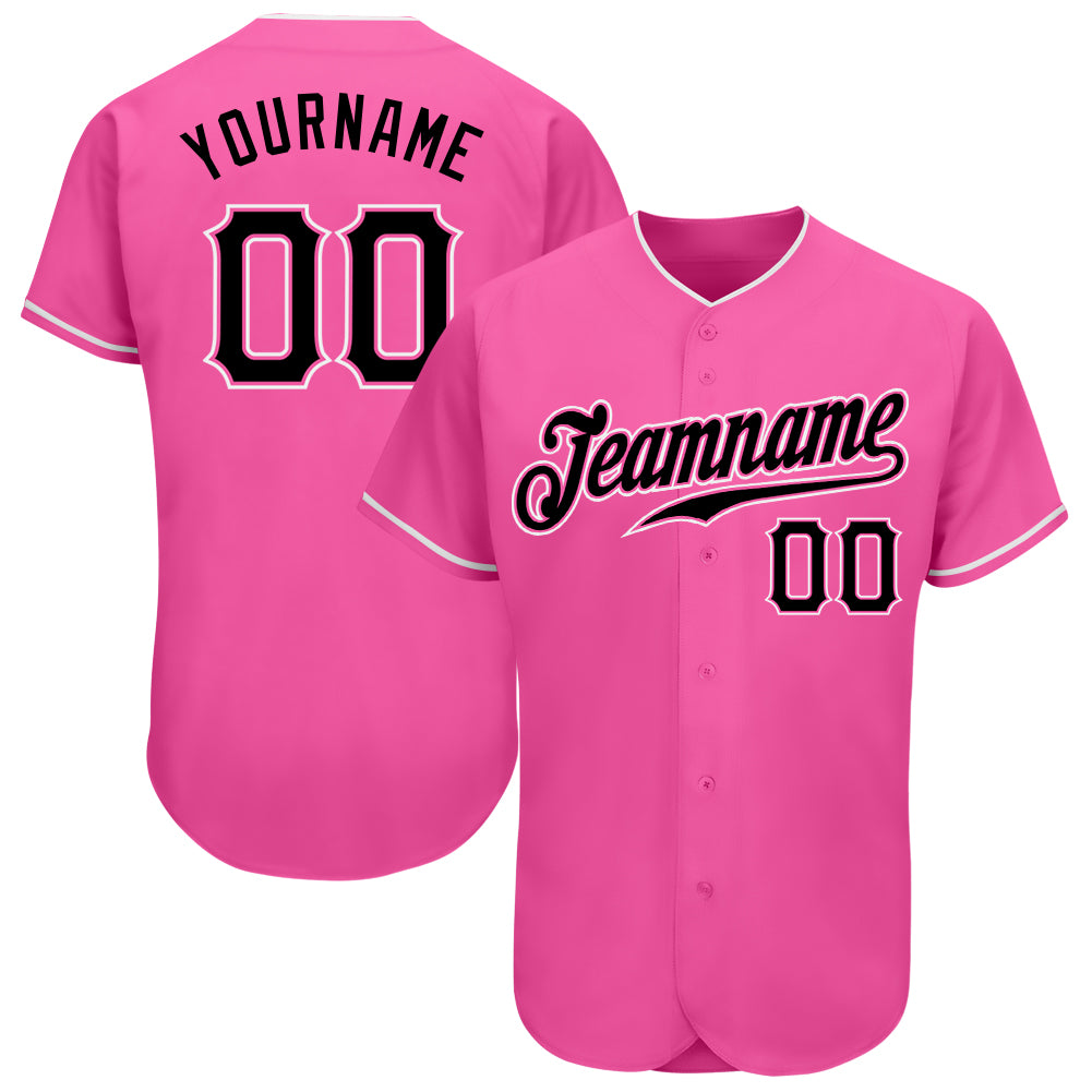 Personalized Pink Black-White Authentic Baseball Jersey Team Custom Name and Number