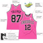 Personalized Pink Black-White Authentic Throwback Basketball Jersey Team Custom Name and Number