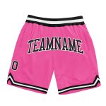 Personalized Pink Black-White Authentic Throwback Basketball Shorts Team Custom Name and Number