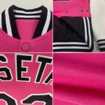 Personalized Pink Black-White Bomber Full-Snap Varsity Letterman Two Tone Jacket