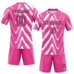 Personalized Pink Black-White Fluid Sublimation Volleyball Uniform Jersey Team Custom Name and Number