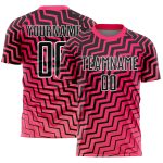 Personalized Pink Black-White Geometric Lines Sublimation Soccer Uniform Jersey Team Custom Name and Number