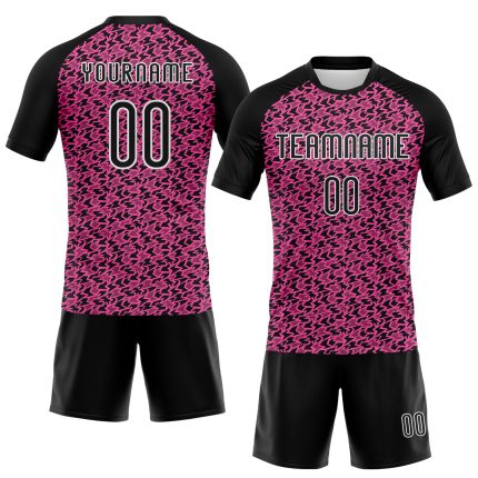 Personalized Pink Black-White Geometric Shape Sublimation Volleyball Uniform Jersey Team Custom Name and Number