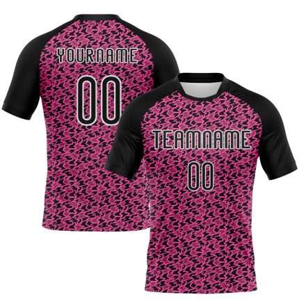Personalized Pink Black-White Geometric Shape Sublimation Volleyball Uniform Jersey Team Custom Name and Number