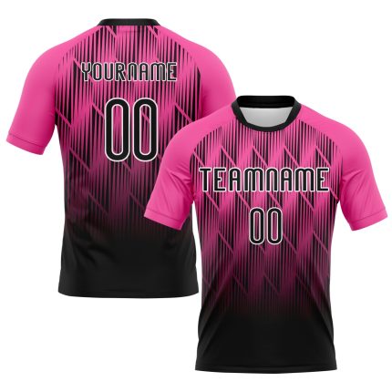 Personalized Pink Black-White Lines Sublimation Volleyball Uniform Jersey