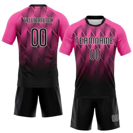 Personalized Pink Black-White Lines Sublimation Volleyball Uniform Jersey