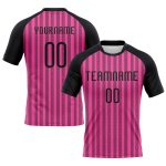 Personalized Pink Black-White Lines Sublimation Volleyball Uniform Jersey Team Custom Name and Number