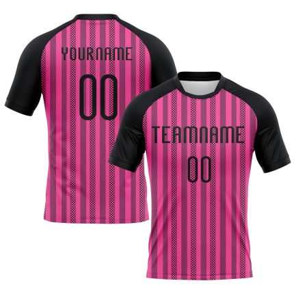 Personalized Pink Black-White Lines Sublimation Volleyball Uniform Jersey Team Custom Name and Number