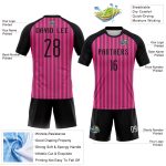 Personalized Pink Black-White Lines Sublimation Volleyball Uniform Jersey Team Custom Name and Number