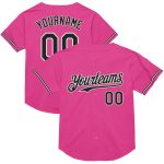 Personalized Pink Black-White Mesh Authentic Throwback Baseball Jersey Team Custom Name and Number