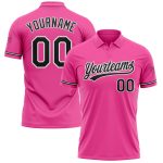 Personalized Pink Black-White Performance Vapor Golf Polo Shirt Team Custom Name and Number