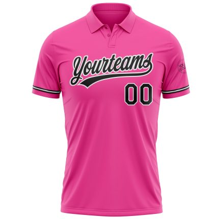 Personalized Pink Black-White Performance Vapor Golf Polo Shirt Team Custom Name and Number