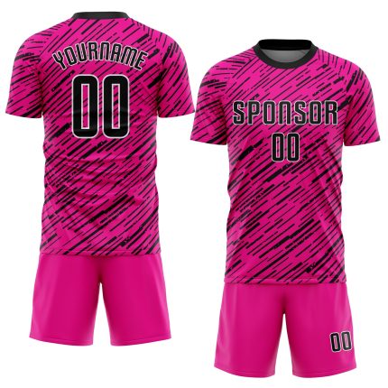 Personalized Pink Black-White Sublimation Soccer Uniform Jersey Team Custom Name and Number