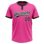 Personalized Pink Black-White Two-Button Unisex Softball Jersey Team Custom Name and Number