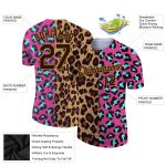Personalized Pink Brown-Old Gold 3D Pattern Design Leopard Performance T-Shirt Team Custom Name and Number