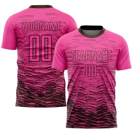 Personalized Pink Brown Sublimation Soccer Uniform Jersey Team Custom Name and Number