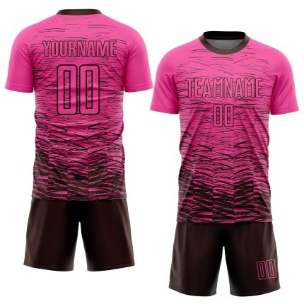 Personalized Pink Brown Sublimation Soccer Uniform Jersey Team Custom Name and Number