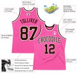 Personalized Pink Brown-White Authentic Throwback Basketball Jersey Team Custom Name and Number