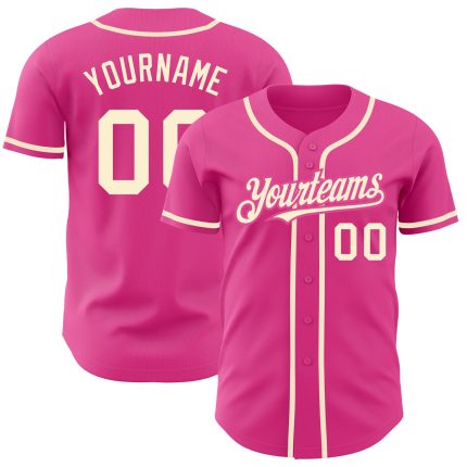 Personalized Pink Cream Authentic Baseball Jersey Team Custom Name and Number