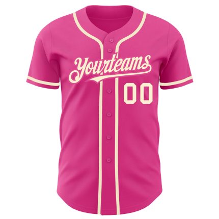Personalized Pink Cream Authentic Baseball Jersey Team Custom Name and Number