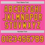 Personalized Pink Gold-Black Bomber Full-Snap Varsity Letterman Jacket Team Custom Name and Number