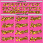 Personalized Pink Gold-Green Bomber Full-Snap Varsity Letterman Jacket Team Custom Name and Number