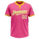 Personalized Pink Gold Pinstripe White Two-Button Unisex Softball Jersey Team Custom Name and Number