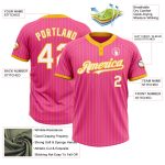 Personalized Pink Gold Pinstripe White Two-Button Unisex Softball Jersey Team Custom Name and Number