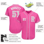 Personalized Pink Gray-White Authentic Baseball Jersey Team Custom Name and Number