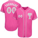 Personalized Pink Gray-White Authentic Baseball Jersey Team Custom Name and Number