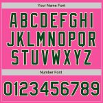 Personalized Pink Green-Cream Bomber Full-Snap Varsity Letterman Two Tone Jacket Team Custom Name and Number