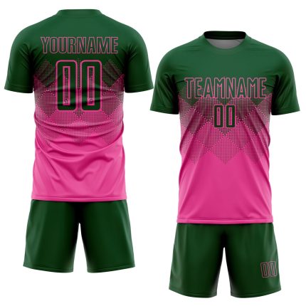 Personalized Pink Green Sublimation Soccer Uniform Jersey Team Custom Name and Number