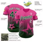 Personalized Pink Green-White 3D Pattern Design Gradient Style Twinkle Star Authentic Baseball Jersey Team Custom Name and Number