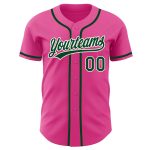 Personalized Pink Green-White Authentic Baseball Jersey
