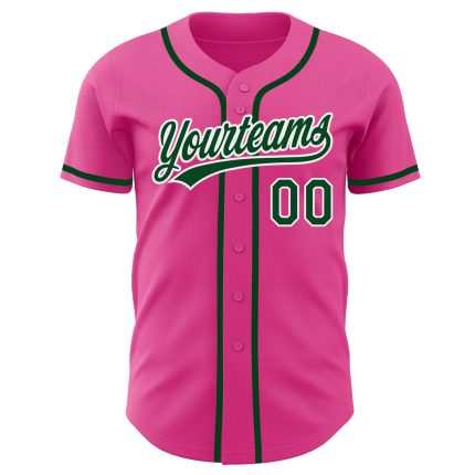 Personalized Pink Green-White Authentic Baseball Jersey