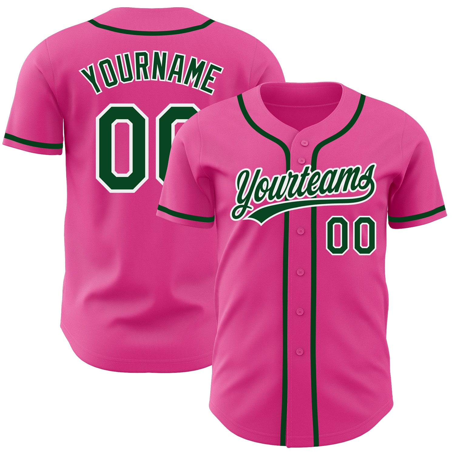 Personalized Pink Green-White Authentic Baseball Jersey