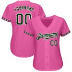 Personalized Pink Green-White Authentic Baseball Jersey Team Custom Name and Number