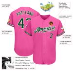 Personalized Pink Green-White Authentic Baseball Jersey Team Custom Name and Number