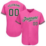 Personalized Pink Green-White Authentic Baseball Jersey Team Custom Name and Number