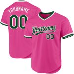 Personalized Pink Green-White Authentic Throwback Baseball Jersey Team Custom Name and Number