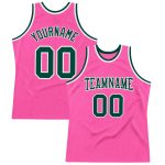 Personalized Pink Green-White Authentic Throwback Basketball Jersey Team Custom Name and Number