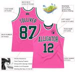 Personalized Pink Green-White Authentic Throwback Basketball Jersey Team Custom Name and Number