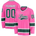 Personalized Pink Green-White Hockey Jersey Team Custom Name and Number