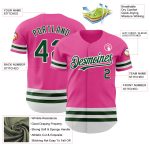 Personalized Pink Green-White Line Authentic Baseball Jersey Team Custom Name and Number