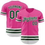 Personalized Pink Green-White Line Authentic Baseball Jersey Team Custom Name and Number