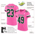 Personalized Pink Green-White Mesh Authentic Football Jersey Team Custom Name and Number