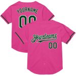 Personalized Pink Green-White Mesh Authentic Throwback Baseball Jersey Team Custom Name and Number